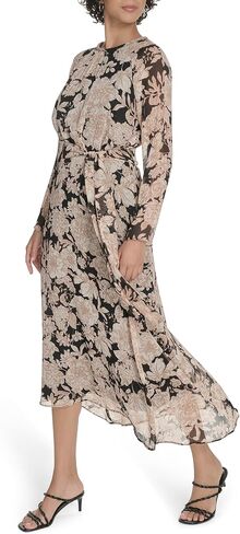 Tommy Hilfiger Women's Long Sleeves Tie Waist Maxi Dress in Saudi Arabia