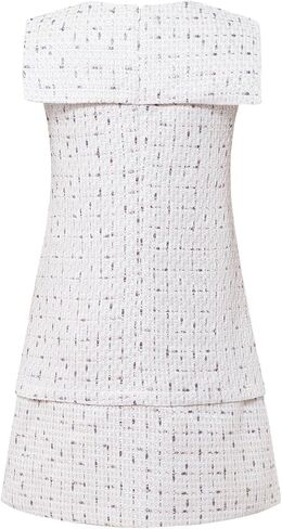 Women's Sleeveless Tweed Dress Elegant Crew Neck Work Office Mini Dresses in Saudi Arabia