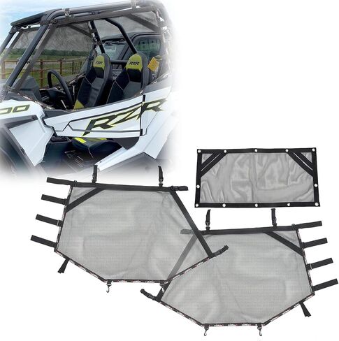 شبكة تظليل نافذة شبكية خلفية جانبية بمقعدين تناسب Polaris RZR 570 800 800S 900 1000 XP Turbo 2015 2016 2017 2018 2019 شبكة شبكية للظلال على شكل قفص ناعم (أزرق) in Saudi Arabia