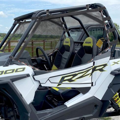 شبكة تظليل نافذة شبكية خلفية جانبية بمقعدين تناسب Polaris RZR 570 800 800S 900 1000 XP Turbo 2015 2016 2017 2018 2019 شبكة شبكية للظلال على شكل قفص ناعم (أزرق) in Saudi Arabia