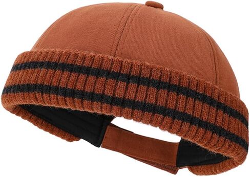 Cuff Short Fisherman Beanie Hat Warm Knit Brimless Hat Retro Docker Cap Adjustable in Saudi Arabia