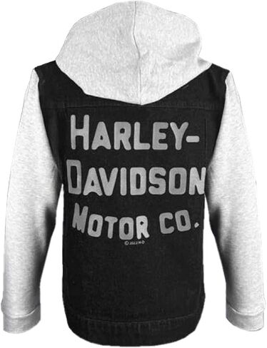 Harley-Davidson Little Boys' B&S Logo Denim Fleece Jacket - Black/Gray in Saudi Arabia