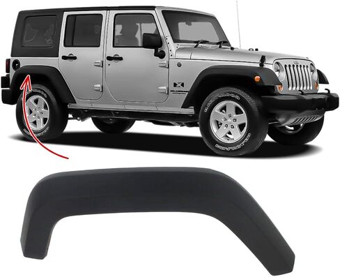 FITRITE AUTO PARTS New Rear Right Passenger Side Fender Flare For 2007-2018 Jeep Wrangler, Textured Black, Made Of Pp Plastic CH1769107 5KF16RXFAF in Saudi Arabia
