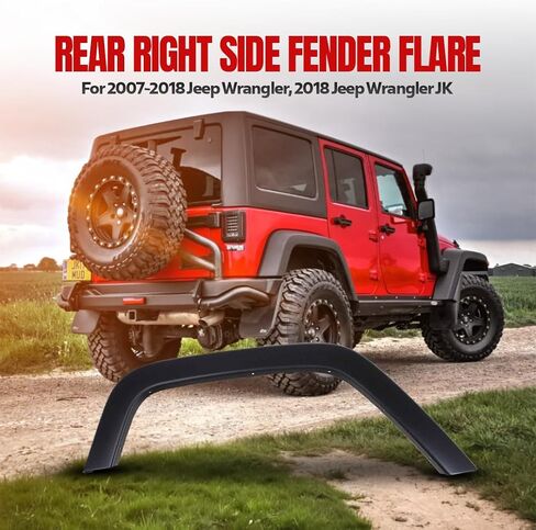 FITRITE AUTO PARTS New Rear Right Passenger Side Fender Flare For 2007-2018 Jeep Wrangler, Textured Black, Made Of Pp Plastic CH1769107 5KF16RXFAF in Saudi Arabia