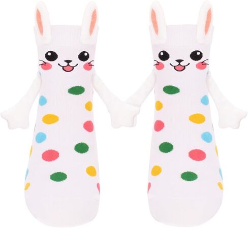 Funny Bunny Socks, Crazy Animal Magnetic Hand Holding Socks Anniversary Birthday Gifts for Women Friends Teen Girls in Kuwait
