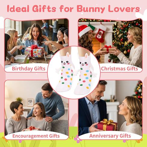 Funny Bunny Socks, Crazy Animal Magnetic Hand Holding Socks Anniversary Birthday Gifts for Women Friends Teen Girls in Kuwait
