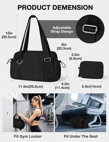 VUUDH Puffy Mini Gym Bag for Women, Carry On Multi-Pocket Water-Resistant Duffel, Lightweight Sports Bag for Fitness, Work, Travel, Daily Commute,Pink in Kuwait