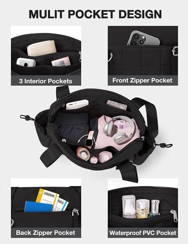 VUUDH Puffy Mini Gym Bag for Women, Carry On Multi-Pocket Water-Resistant Duffel, Lightweight Sports Bag for Fitness, Work, Travel, Daily Commute,Pink in Kuwait