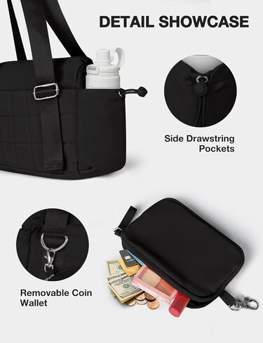 VUUDH Puffy Mini Gym Bag for Women, Carry On Multi-Pocket Water-Resistant Duffel, Lightweight Sports Bag for Fitness, Work, Travel, Daily Commute,Pink in Kuwait