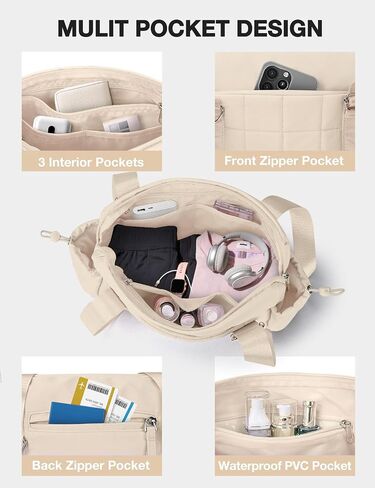 VUUDH Puffy Mini Gym Bag for Women, Carry On Multi-Pocket Water-Resistant Duffel, Lightweight Sports Bag for Fitness, Work, Travel, Daily Commute,Pink in Kuwait
