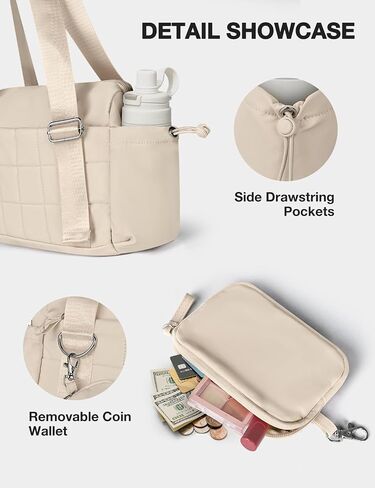 VUUDH Puffy Mini Gym Bag for Women, Carry On Multi-Pocket Water-Resistant Duffel, Lightweight Sports Bag for Fitness, Work, Travel, Daily Commute,Pink in Kuwait
