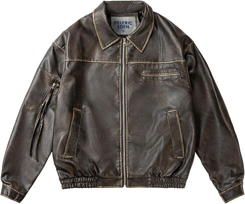 Aelfric Eden Jackets Multi Pocket Faux Leather Cropped Jacket Classic Vintage Comfy Soft Coats 2024 Trendy Outfits in Saudi Arabia
