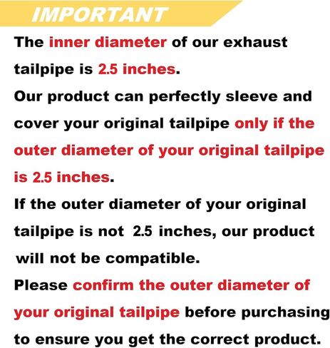 2.5 inch Inlet Exhaust Tip, 3" Outlet 6" Overall Length Stainless Steel Exhaust Tail Pipe, Bolt-On, Polished Tailpipe, Black (Fit for Tailpipe Outlet is 2.5", must OD not the ID) in Saudi Arabia
