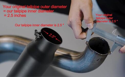 2.5 inch Inlet Exhaust Tip, 3" Outlet 6" Overall Length Stainless Steel Exhaust Tail Pipe, Bolt-On, Polished Tailpipe, Black (Fit for Tailpipe Outlet is 2.5", must OD not the ID) in Saudi Arabia