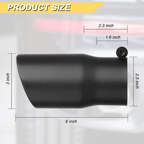 2.5 inch Inlet Exhaust Tip, 3" Outlet 6" Overall Length Stainless Steel Exhaust Tail Pipe, Bolt-On, Polished Tailpipe, Black (Fit for Tailpipe Outlet is 2.5", must OD not the ID) in Saudi Arabia