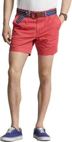 Men's Stretch Straight Fit 6 Inch Flat Front Chino Shorts Red 36 in Saudi Arabia