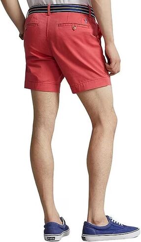 Men's Stretch Straight Fit 6 Inch Flat Front Chino Shorts Red 36 in Saudi Arabia