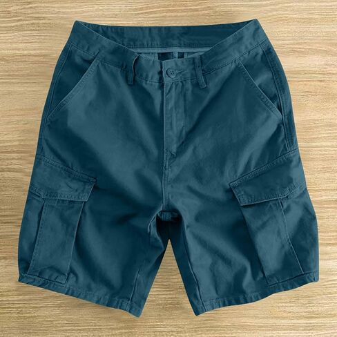 Cotton Linen Cargo Shorts Men Summer Casual Work-Shorts Lightweight Comfy Work Short Pants with Multi-Pockets in Saudi Arabia