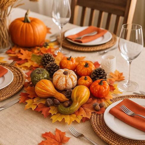 50PCS Fake Pumpkins and Pine Cones Set, Fall Decorations Mini Fake Pumpkins for Decorating Fall Baby Shower Decor, Halloween Thanksgiving Decor and Table Centerpieces in Saudi Arabia