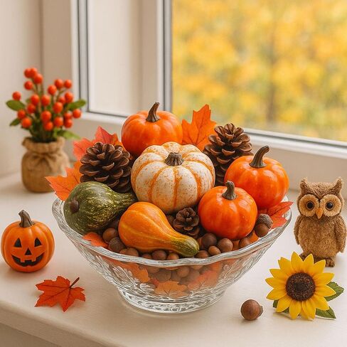 50PCS Fake Pumpkins and Pine Cones Set, Fall Decorations Mini Fake Pumpkins for Decorating Fall Baby Shower Decor, Halloween Thanksgiving Decor and Table Centerpieces in Saudi Arabia