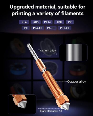 Creality Official K1C Nozzle, 0.4mm 1 PCS Quick-Swap 3D Printer Nozzle Copper Alloy and Hardened Steel Nozzle with Titanium Alloy Heat Break for Ender 3 V3, Ender 3 V3 Plus in Saudi Arabia