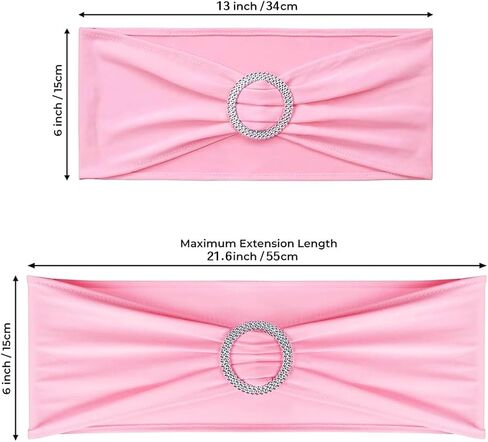 50 PCS SPANDEX Chair SASHES BANDS REACH CARCHING RIACHS BOWS with buckle tlider for wedder forment decoration （（Red） in Saudi Arabia