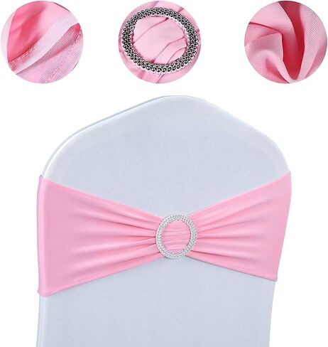 50 PCS SPANDEX Chair SASHES BANDS REACH CARCHING RIACHS BOWS with buckle tlider for wedder forment decoration （（Red） in Saudi Arabia