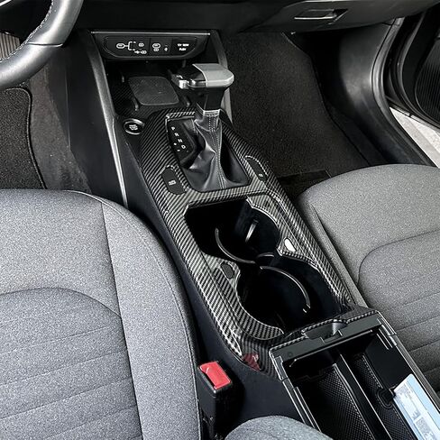 Center Console Gear Shift Panel Frame Cover Trim, Car Gear Shift Knob Console, Panel Trims,Cup Holder Frame Cover, Compatible with Kia K4 2025 Accessories (Carbon Fiber Pattern) in Saudi Arabia
