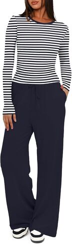Darong Women's 2 Piece Sets Fall Outfits Long Sleeve Wide Leg Tracksuits Casual Lounge Set Matching Sets in Kuwait