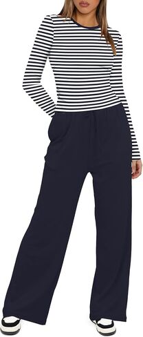 Darong Women's 2 Piece Sets Fall Outfits Long Sleeve Wide Leg Tracksuits Casual Lounge Set Matching Sets in Kuwait
