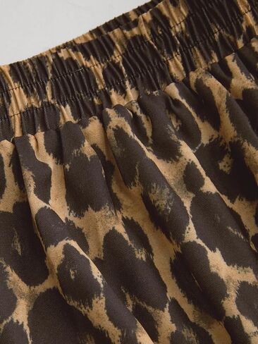 CIDER Leopard Pants Women Wide Leg Trousers Animal Print Mid Waist Elastic Casual Long Pants Streetwear in Saudi Arabia