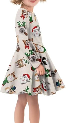 Girls Cute Long Sleeve Midi Dress for Party Casual Funny Swing A Line T Shirt Dress in Kuwait