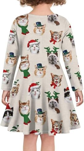 Girls Cute Long Sleeve Midi Dress for Party Casual Funny Swing A Line T Shirt Dress in Kuwait