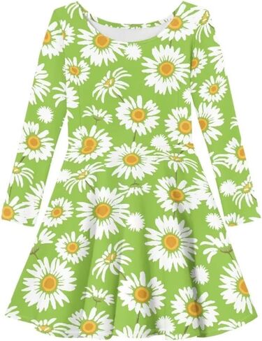 Girls Cute Long Sleeve Midi Dress for Party Casual Funny Swing A Line T Shirt Dress in Kuwait