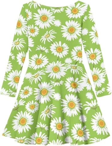 Girls Cute Long Sleeve Midi Dress for Party Casual Funny Swing A Line T Shirt Dress in Kuwait