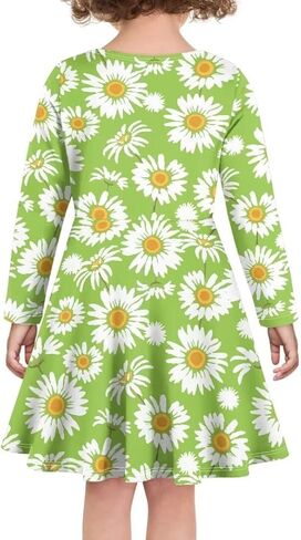 Girls Cute Long Sleeve Midi Dress for Party Casual Funny Swing A Line T Shirt Dress in Kuwait