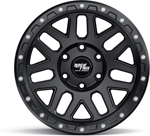 عجلة RockTrix RT110 مقاس 18 بوصة متوافقة مع 2001+ Toyota Tacoma 6x5.5 بوصة (6x139.7) نمط مسمار، 18x9 (-12 مم إزاحة)، 106.1 مم، أسود مطفي، يناسب أيضًا 2002+ 4Runner، FJ Cruiser، 99-06 Tundra in Kuwait
