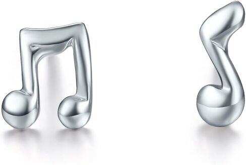 PT950 Platinum Earrings Music Note Small Stud Earring Asymmetrical Rhythm Clef Studs White Gold Tiny Jewelry for Women Friends Daughter Anniversary Birthday Gifts PT092069 in Saudi Arabia