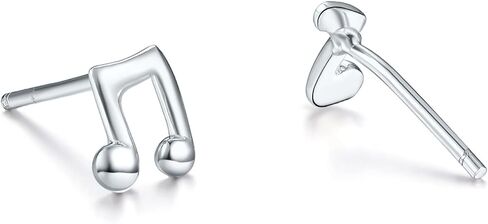 PT950 Platinum Earrings Music Note Small Stud Earring Asymmetrical Rhythm Clef Studs White Gold Tiny Jewelry for Women Friends Daughter Anniversary Birthday Gifts PT092069 in Saudi Arabia