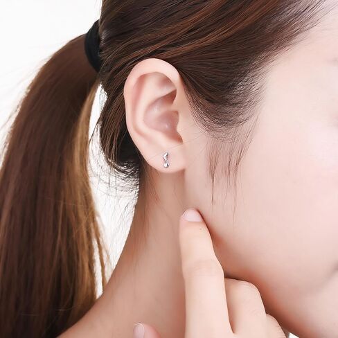 PT950 Platinum Earrings Music Note Small Stud Earring Asymmetrical Rhythm Clef Studs White Gold Tiny Jewelry for Women Friends Daughter Anniversary Birthday Gifts PT092069 in Saudi Arabia