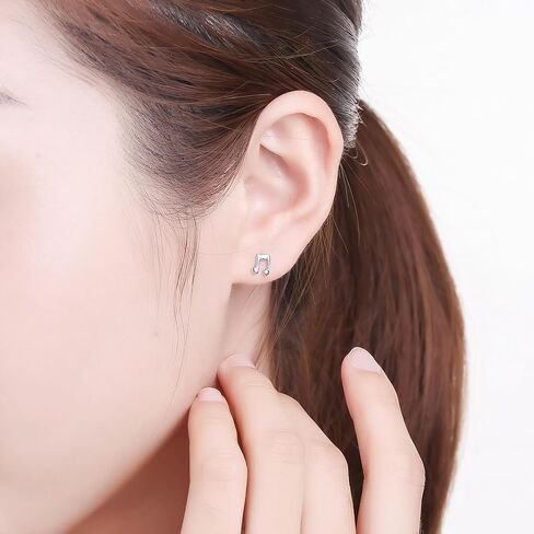 PT950 Platinum Earrings Music Note Small Stud Earring Asymmetrical Rhythm Clef Studs White Gold Tiny Jewelry for Women Friends Daughter Anniversary Birthday Gifts PT092069 in Saudi Arabia