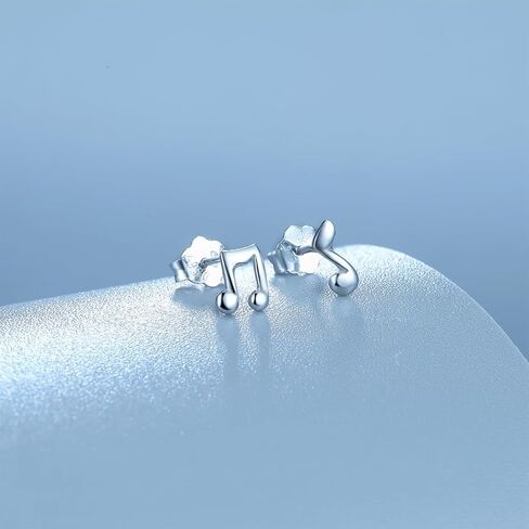PT950 Platinum Earrings Music Note Small Stud Earring Asymmetrical Rhythm Clef Studs White Gold Tiny Jewelry for Women Friends Daughter Anniversary Birthday Gifts PT092069 in Saudi Arabia