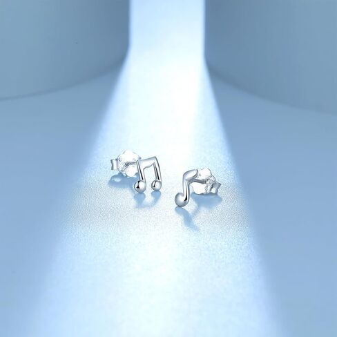 PT950 Platinum Earrings Music Note Small Stud Earring Asymmetrical Rhythm Clef Studs White Gold Tiny Jewelry for Women Friends Daughter Anniversary Birthday Gifts PT092069 in Saudi Arabia