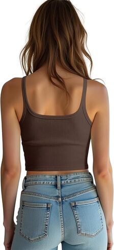 3 Pack Women's Spaghetti Strap Crop Top Ribbed Knit Basic V Neck Tank Top Cami Shirts in Kuwait