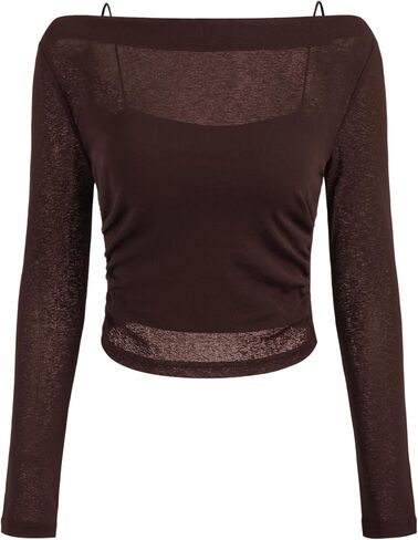 CIDER Oberteile Damen Langarmshirt Durchsichtiges توب قصير سليم صالح التمهيد Ausschnitt Cami Set Figurbetont in Saudi Arabia