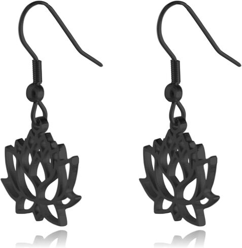 Lotus Flower Stainless Steel Dangle Earrings in Kuwait