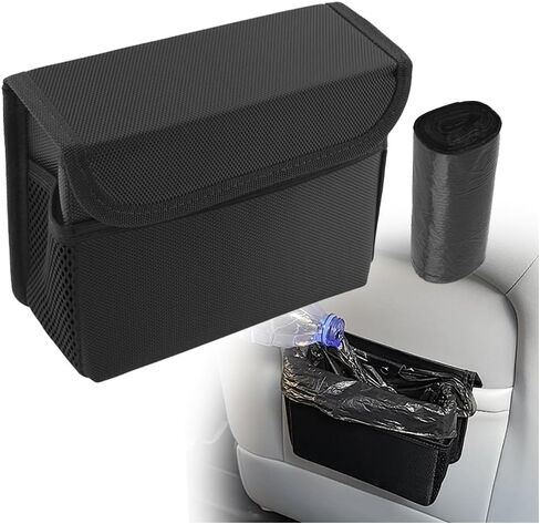 Upgraded Magnetic Car Trash Can with Lid,Mini Hanging Car Trash Bin with Mesh Pocket & 30PCS Garbage Bag,Collapsible Cars Garbage Can as Cars Storage Organizer for Most Auto in Saudi Arabia