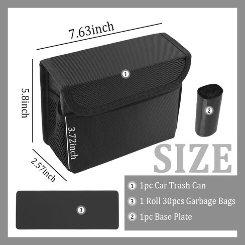 Upgraded Magnetic Car Trash Can with Lid,Mini Hanging Car Trash Bin with Mesh Pocket & 30PCS Garbage Bag,Collapsible Cars Garbage Can as Cars Storage Organizer for Most Auto in Saudi Arabia