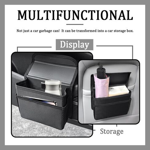 Upgraded Magnetic Car Trash Can with Lid,Mini Hanging Car Trash Bin with Mesh Pocket & 30PCS Garbage Bag,Collapsible Cars Garbage Can as Cars Storage Organizer for Most Auto in Saudi Arabia