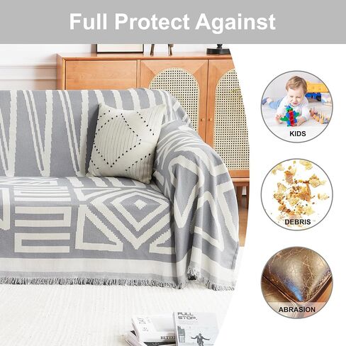 غطاء أريكة Andency غطاء أريكة أسود، أغطية أريكة مقسمة قابلة للغسل من Boho لحماية أريكة الكلاب، غطاء مقعد من الشنيل مضاد للانزلاق لأريكة وسادة، 71 بوصة × 118 بوصة، أسود in Kuwait